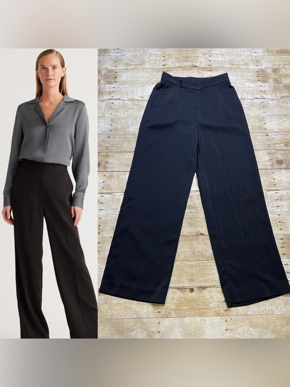 Quince Black Stretch Crepe Classic Trouser Pants